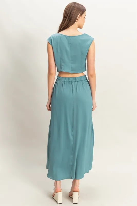 HYFVE Sleeveless Top and Maxi Skirt Set-HYFVE-DUSTY BLUE-L-Urbanheer