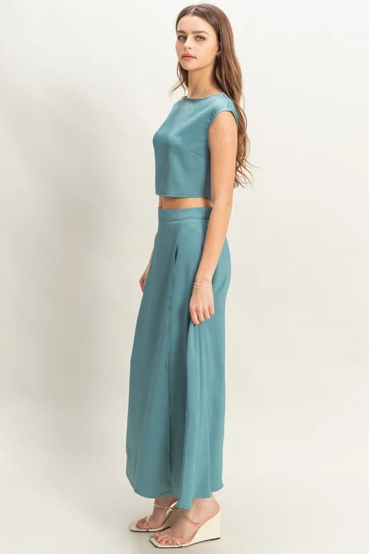 HYFVE Sleeveless Top and Maxi Skirt Set-HYFVE-DUSTY BLUE-L-Urbanheer