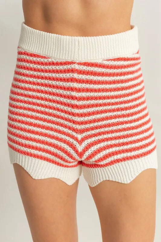 HYFVE Striped Cropped Tank and Shorts Set-HYFVE-CORAL/CREAM-L-Urbanheer