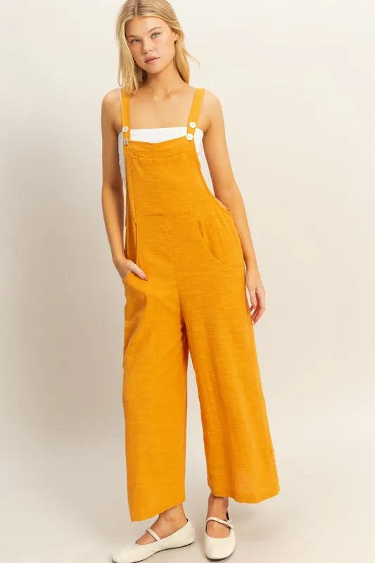 HYFVE Textured Wide Leg Overall-HYFVE-L.ORANGE-S-Urbanheer