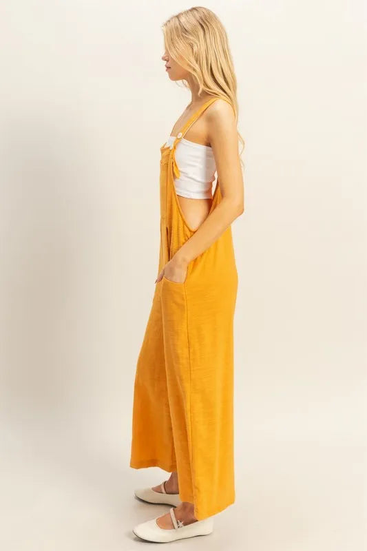 HYFVE Textured Wide Leg Overall-HYFVE-L.ORANGE-S-Urbanheer