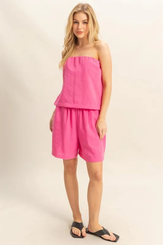 HYFVE Tube Top and Flowy Shorts Set-HYFVE-MAGENTA-L-Urbanheer