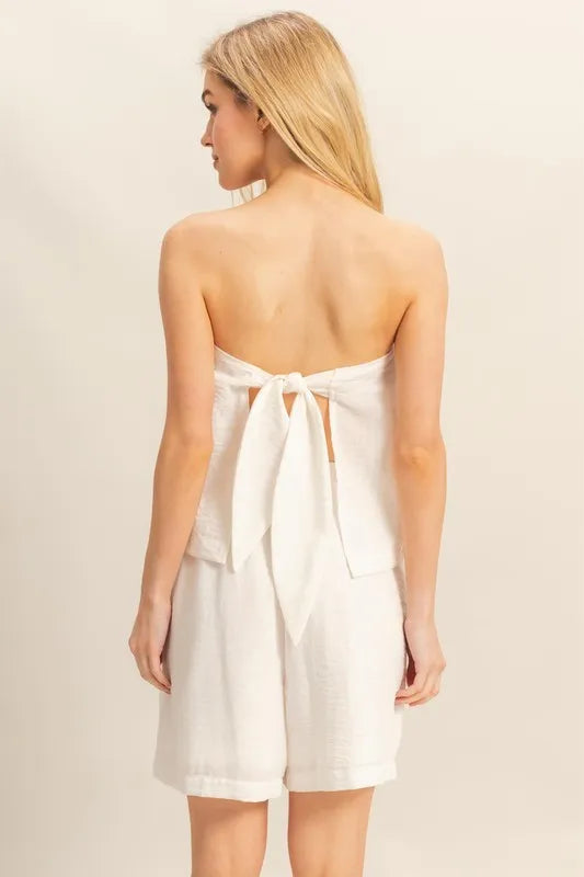 HYFVE Tube Top and Flowy Shorts Set-HYFVE-WHITE-S-Urbanheer