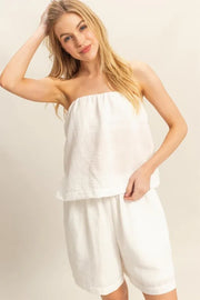 HYFVE Tube Top and Flowy Shorts Set-HYFVE-WHITE-S-Urbanheer