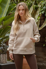 Half Zip Long Sleeve Knit Top with Pocket-Top-Blu Pepper-S-Urbanheer