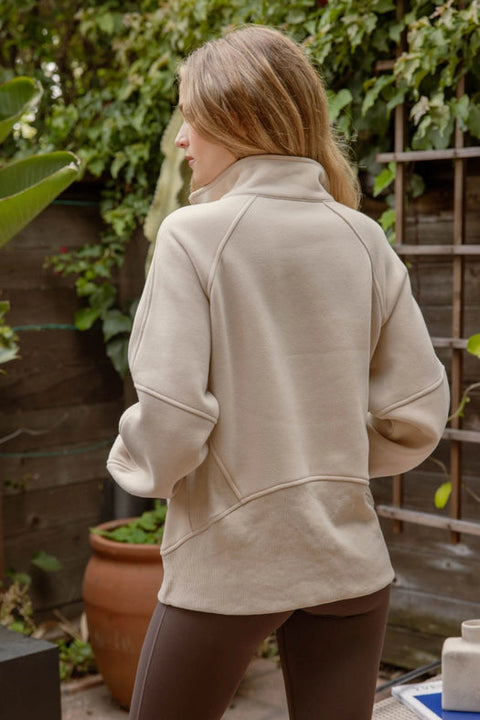Half Zip Long Sleeve Knit Top with Pocket-Top-Blu Pepper-S-Urbanheer