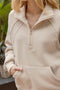 Half Zip Long Sleeve Knit Top with Pocket-Top-Blu Pepper-S-Urbanheer