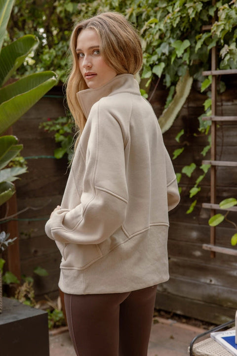 Half Zip Long Sleeve Knit Top with Pocket-Top-Blu Pepper-S-Urbanheer