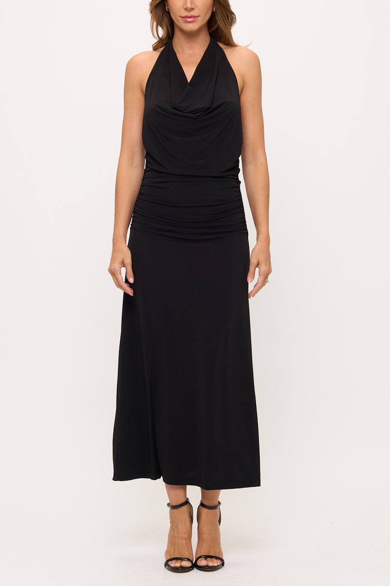 Halter Jersey Maxi Dress w Ruched Back-3