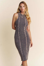 Halter Long Sleeve Sweater Dress-Dress-Hers & Mine-S-DK DENIM BLUE-Urbanheer