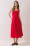 Halter Neck Self-Tie Back Smocked Midi Dress