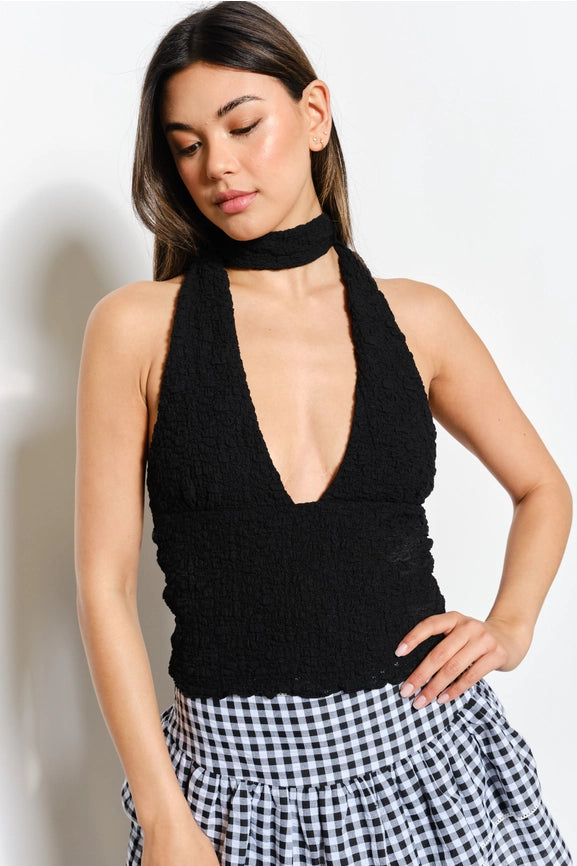 Halter Neck Top Black-Top-Pretty Garbage-S-Black-Urbanheer