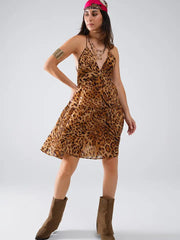 Halter Open Back Babydoll Chiffon Dress in Leopard Print-Dress-Q2-S-Brown-Urbanheer