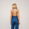 Halter Tie Back Plunge V Denim Jumpsuit-Jumpsuit-Blue B-S-DARK WASH-Urbanheer