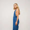 Halter Tie Back Plunge V Denim Jumpsuit-Jumpsuit-Blue B-S-DARK WASH-Urbanheer