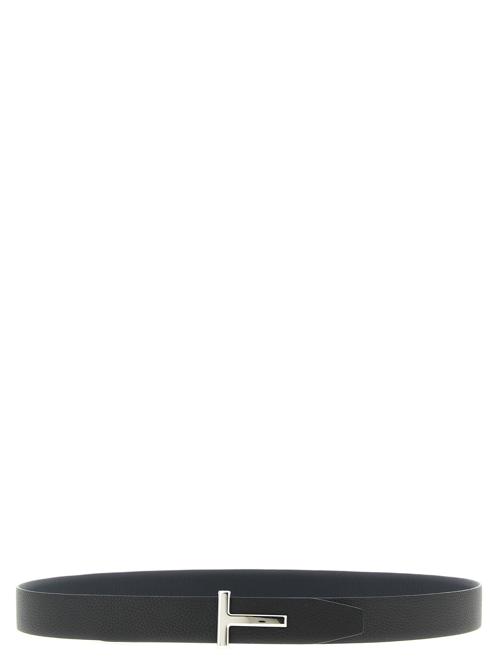 Hammered Reversible Leather Belt with Silver Buckle