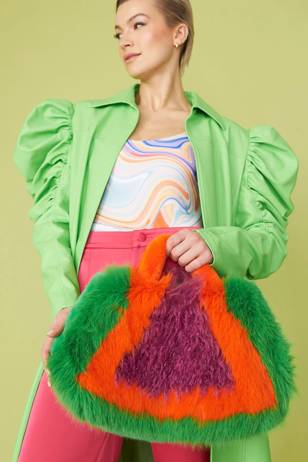 Hand Crafted Bamboo Multicolor Faux Fur Bag-Bags-Buy Me Fur Ltd-One Size-Multicolor-Bamboo-Urbanheer