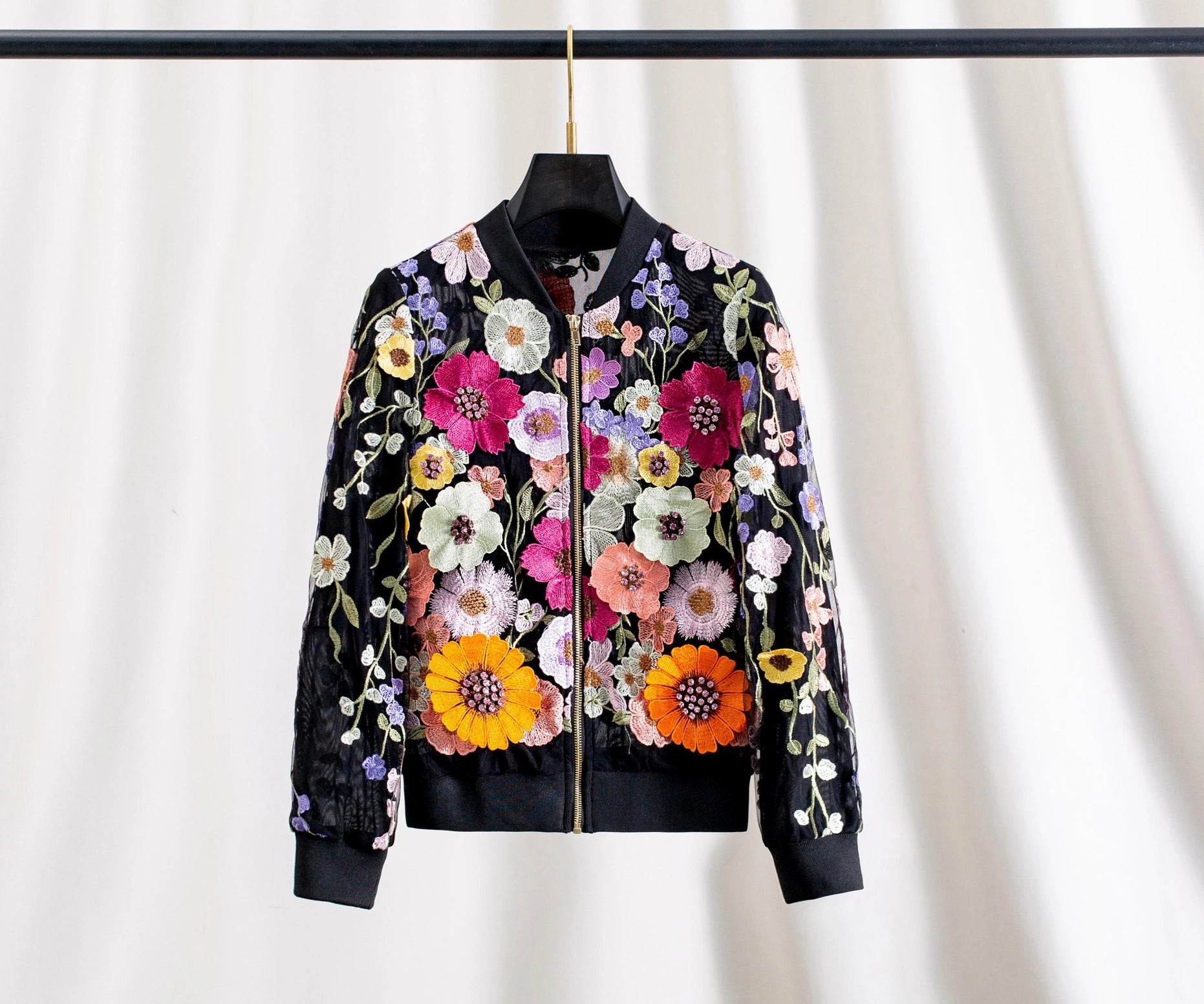 Handmade Beaded Floral Embellished Rhinestone Jacket