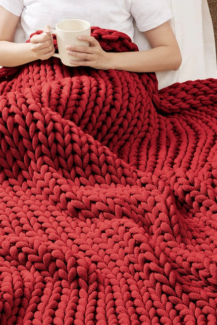 Handmade Chunky Double Knit Throw, Red