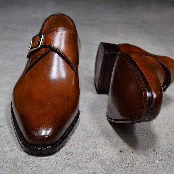 Handmade Men's Brown Leather Monk Style Formal Shoes-Shoes - Men-The Royale Leather-US 6/ UK 5.5/ EUR 39-Urbanheer