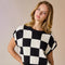 Hannah Loose Fit Checker Knit Top Black-TOP-Papermoon-Black-S-Urbanheer