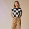Hannah Loose Fit Checker Knit Top Black-TOP-Papermoon-Black-S-Urbanheer