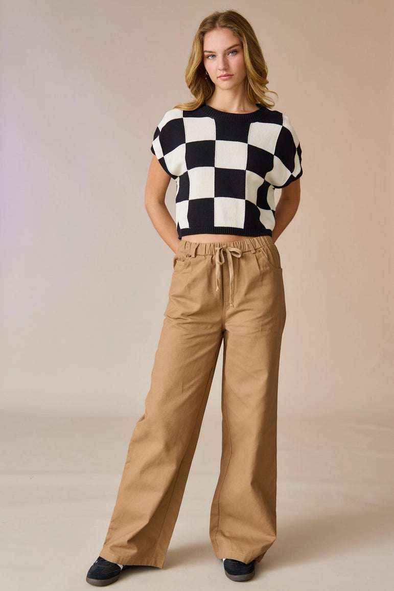 Hannah Loose Fit Checker Knit Top Black-TOP-Papermoon-Black-S-Urbanheer