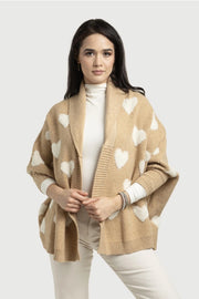 Heart Cardigan Ribbed Knit Beige-Cardigan-SAACHI-Beige-Urbanheer