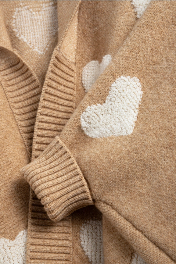 Heart Cardigan Ribbed Knit Beige-Cardigan-SAACHI-Beige-Urbanheer
