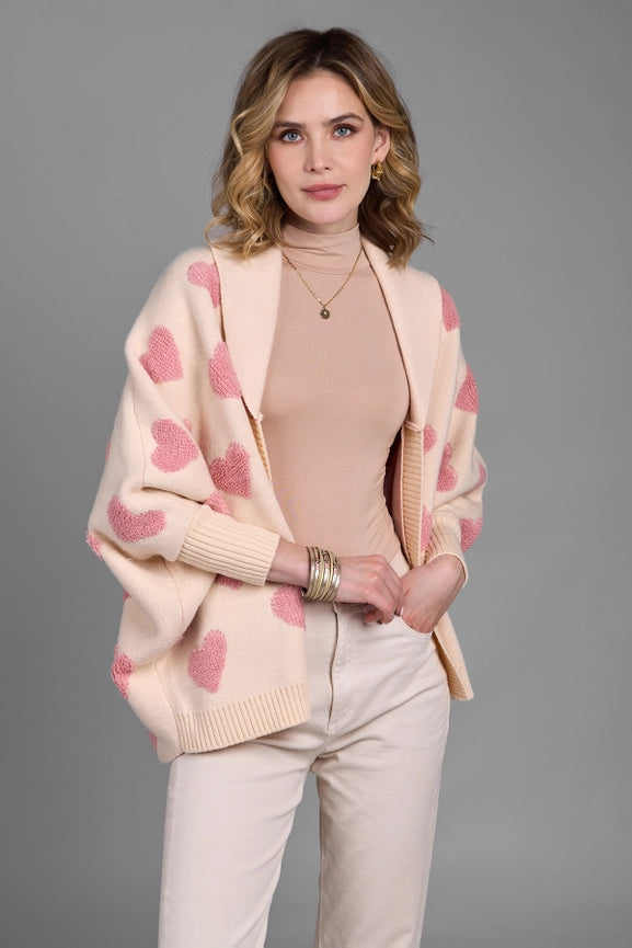 Heart Cardigan Ribbed Knit White-Cardigan-SAACHI-White-Urbanheer