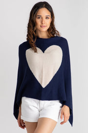 Heart Cashmere and Silk Poncho Navy-Poncho-SAACHI-Navy-Urbanheer