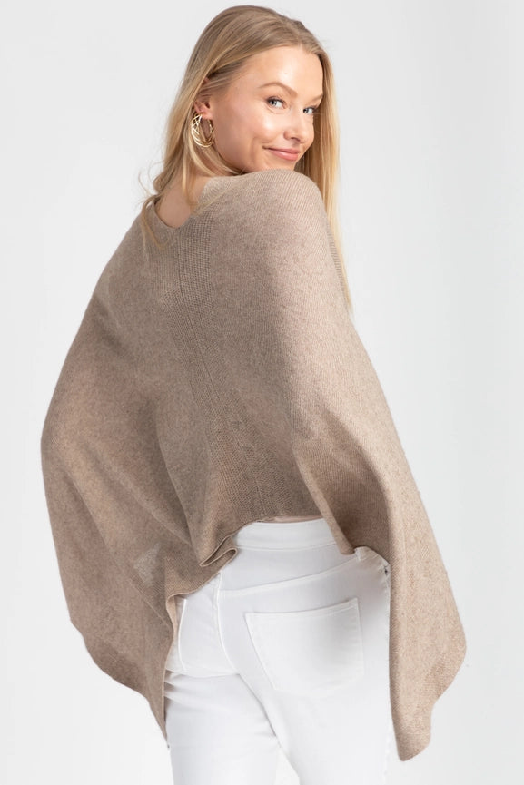 Heart Cashmere and Silk Poncho Taupe-Poncho-SAACHI-Taupe-Urbanheer