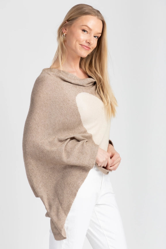 Heart Cashmere and Silk Poncho Taupe-Poncho-SAACHI-Taupe-Urbanheer