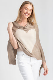 Heart Cashmere and Silk Poncho Taupe-Poncho-SAACHI-Taupe-Urbanheer