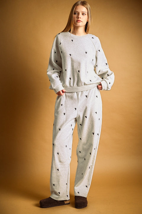 Heart Embroidered Sweatpants