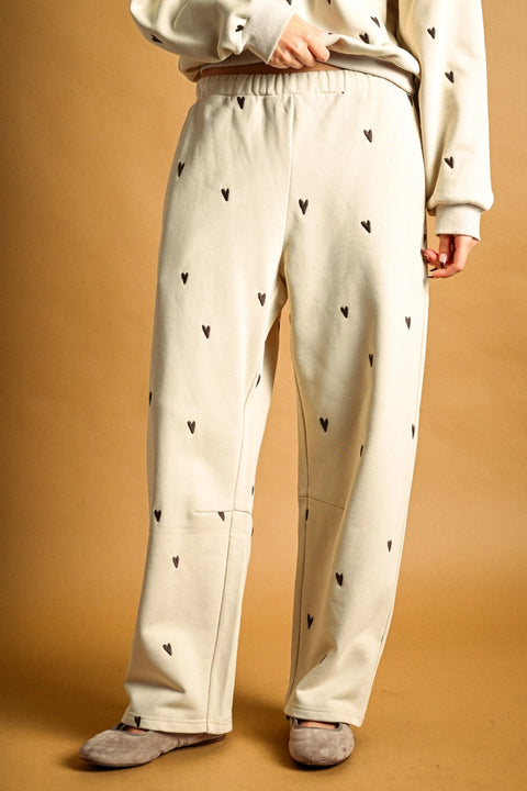 Heart Embroidered Sweatpants