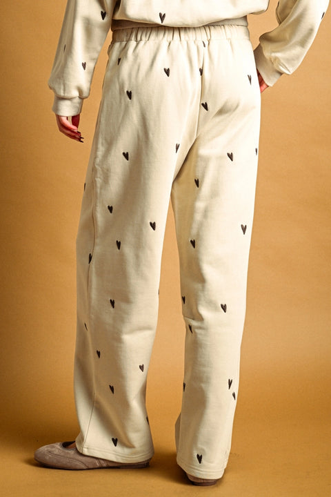 Heart Embroidered Sweatpants