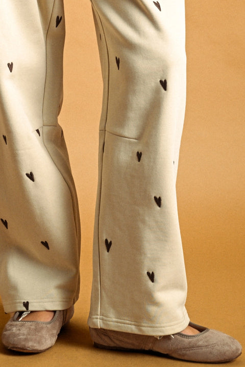 Heart Embroidered Sweatpants