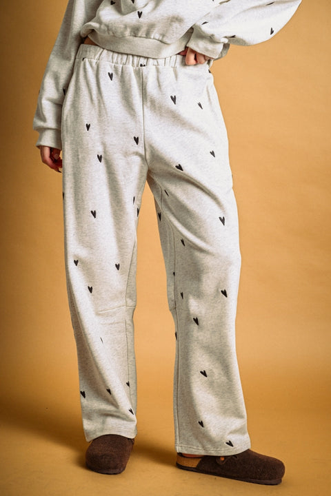 Heart Embroidered Sweatpants