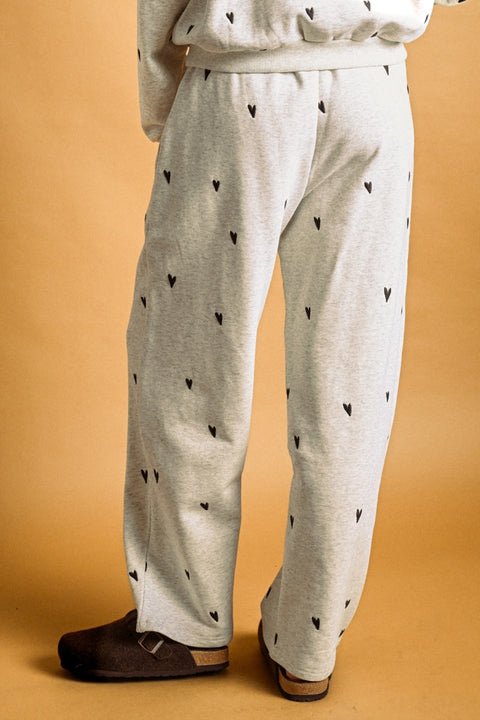 Heart Embroidered Sweatpants