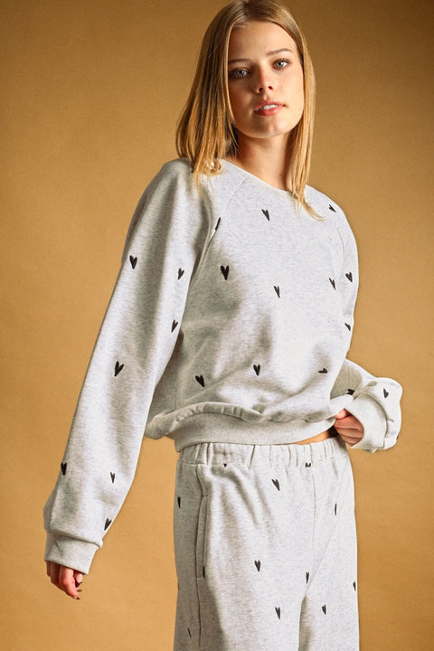 Heart Embroidered Sweatshirt