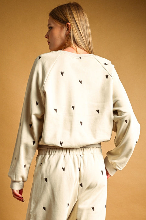 Heart Embroidered Sweatshirt