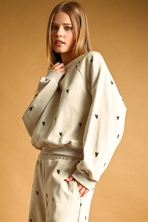 Heart Embroidered Sweatshirt