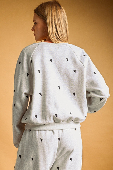 Heart Embroidered Sweatshirt