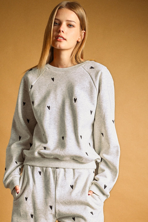 Heart Embroidered Sweatshirt