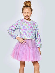 Heart Print Sequined Twofer Dress-Dress-Hannah Banana-12-PINK MULTI-Urbanheer