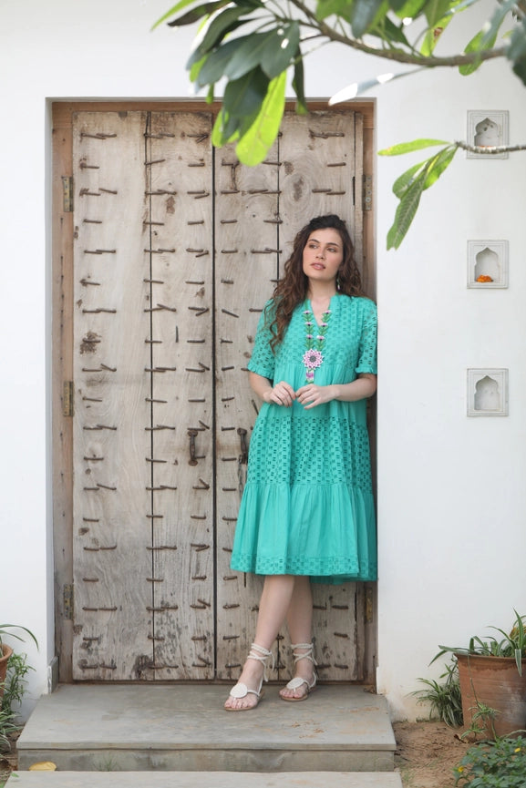 Heather Dress Luca Broderie-Dress-Naudic-XS-Green-Urbanheer