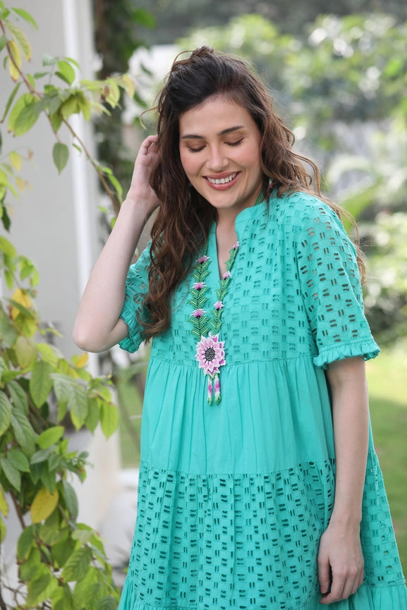 Heather Dress Luca Broderie-Dress-Naudic-XS-Green-Urbanheer