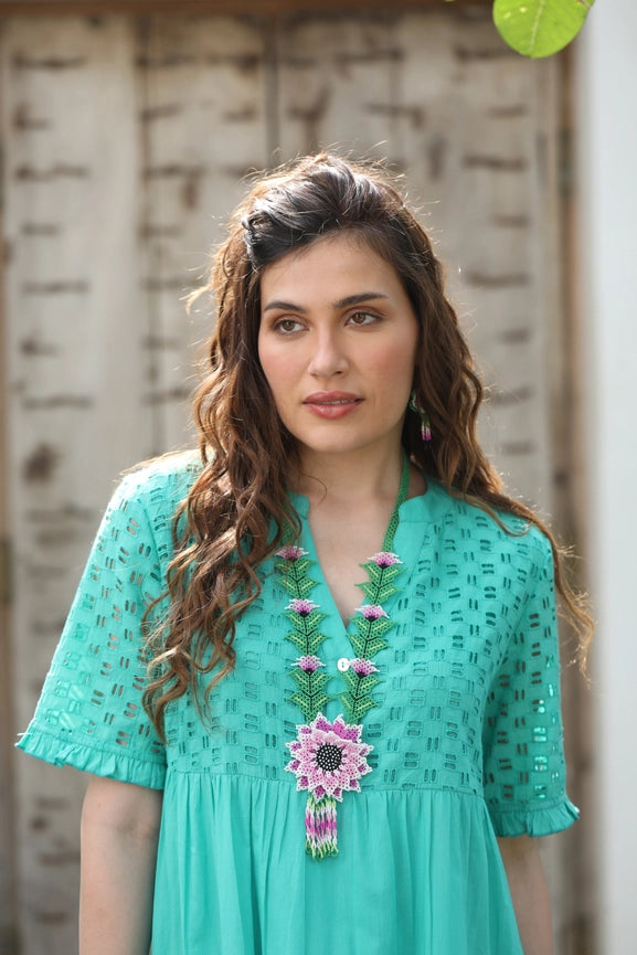 Heather Dress Luca Broderie-Dress-Naudic-XS-Green-Urbanheer