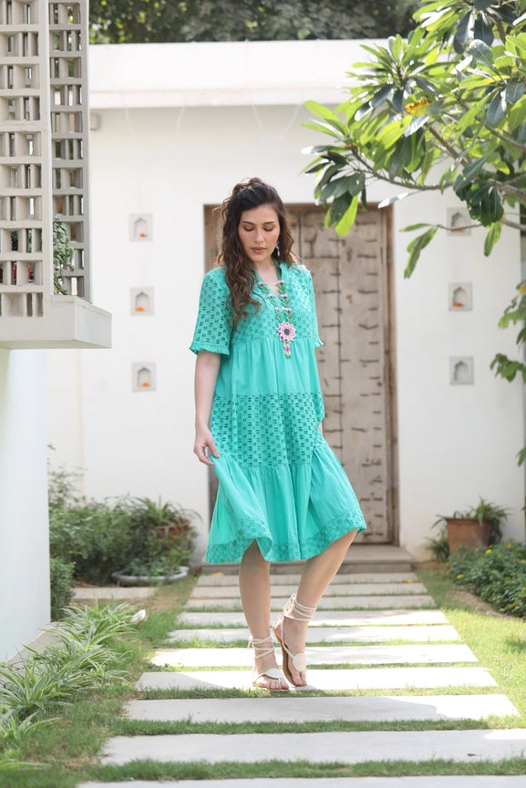 Heather Dress Luca Broderie-Dress-Naudic-XS-Green-Urbanheer